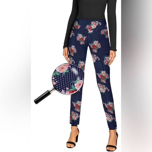 Hybrid & Company Women Office Dressy Leggings Skinny Trousers with Print Medium - Picture 1 of 9